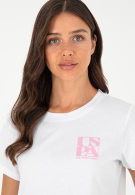 Kadın Beyaz Bisiklet Yaka Tişört - 50296138015