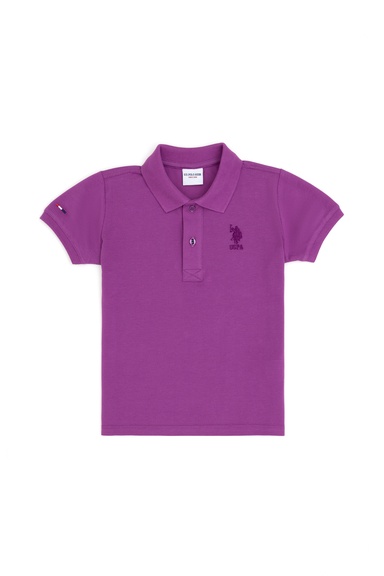 Erkek Çocuk Mor Basic Polo Yaka Tişört