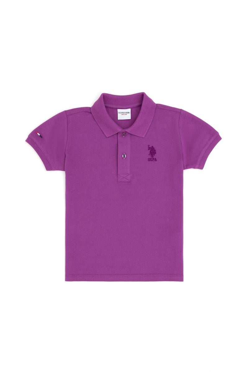 Erkek Çocuk Mor Basic Polo Yaka Tişört
