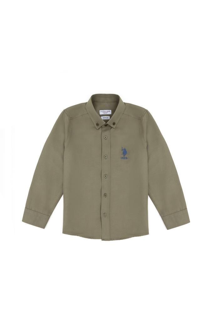 Erkek Çocuk Haki Uzun Kollu Basic Gömlek