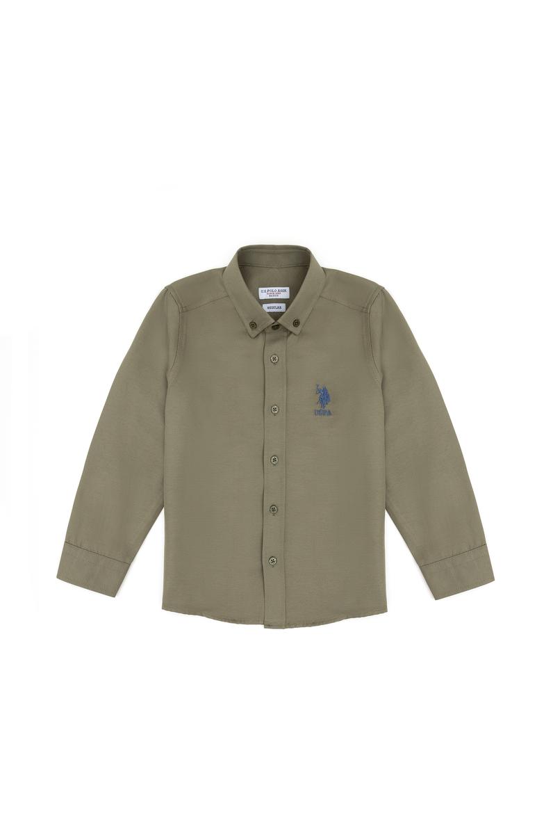 Erkek Çocuk Haki Uzun Kollu Basic Gömlek