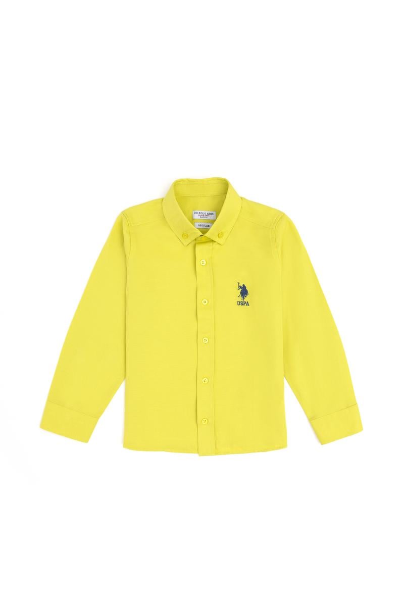 Erkek Çocuk Fıstık Yeşili Uzun Kollu Basic Gömlek