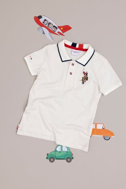 Erkek Çocuk Ekru Basic Polo Yaka Tişört