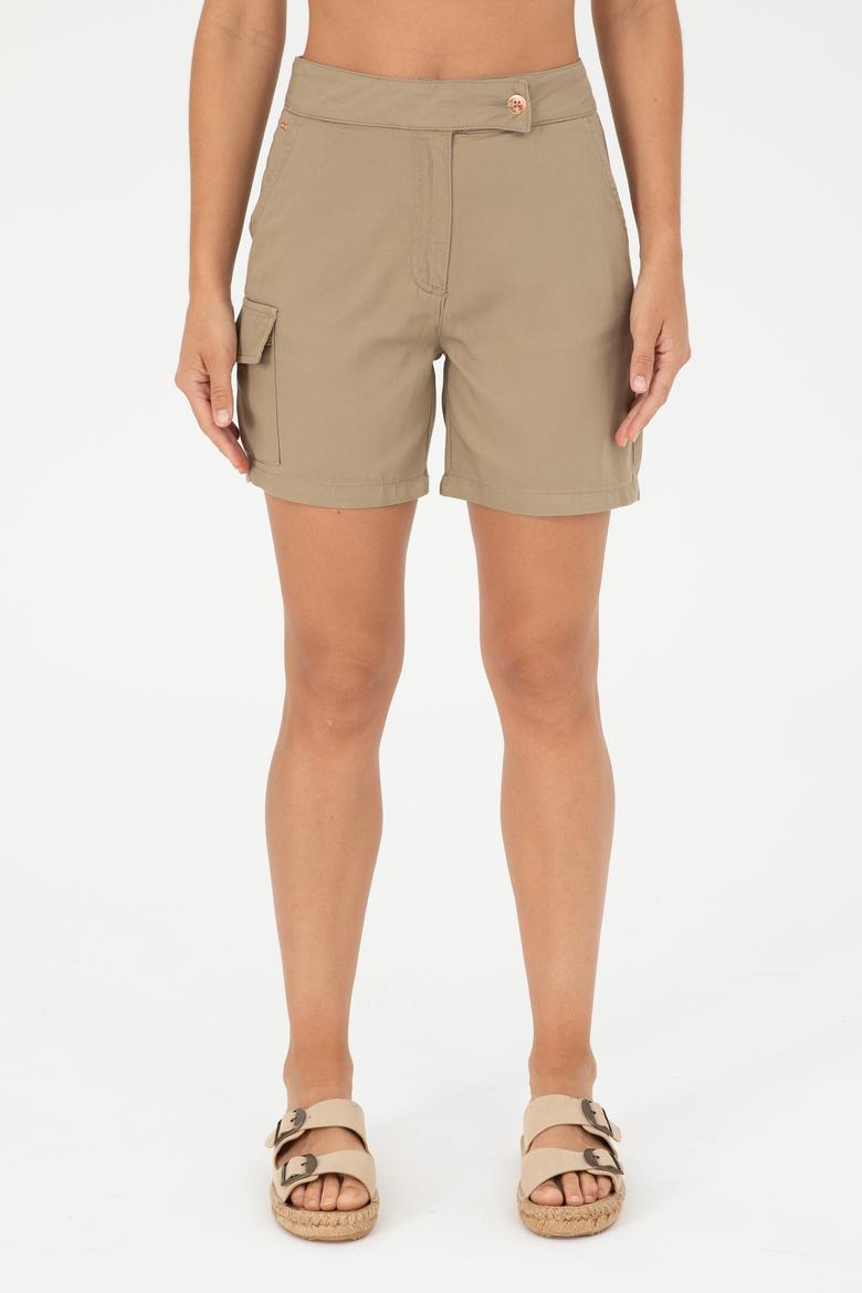 Kadın Haki Dokuma Şort - 50282345011