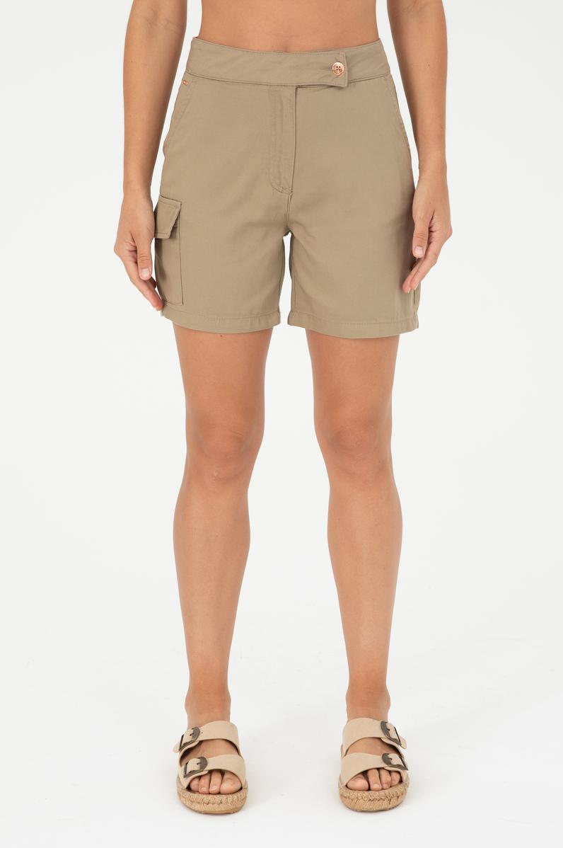 Kadın Haki Dokuma Şort