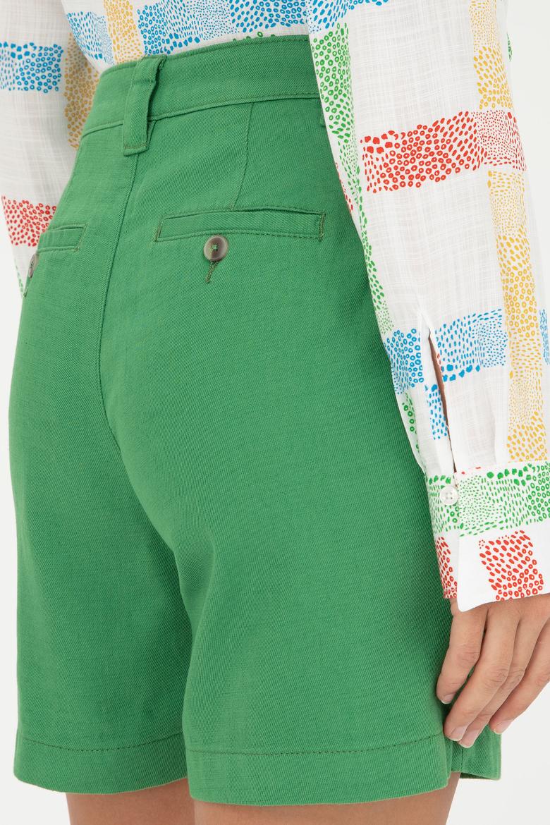 Kadın Yeşil Dokuma Şort - 50281740011