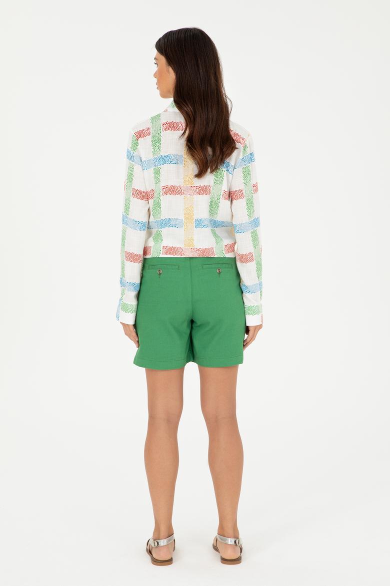 Kadın Yeşil Dokuma Şort - 50281740011
