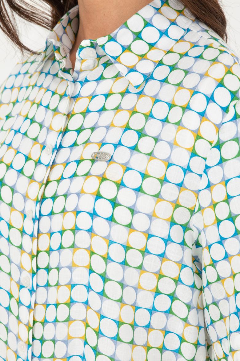 Kadın Saks Kısa Kollu Gömlek - 50283631007