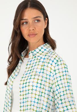 Kadın Saks Kısa Kollu Gömlek - 50283631007