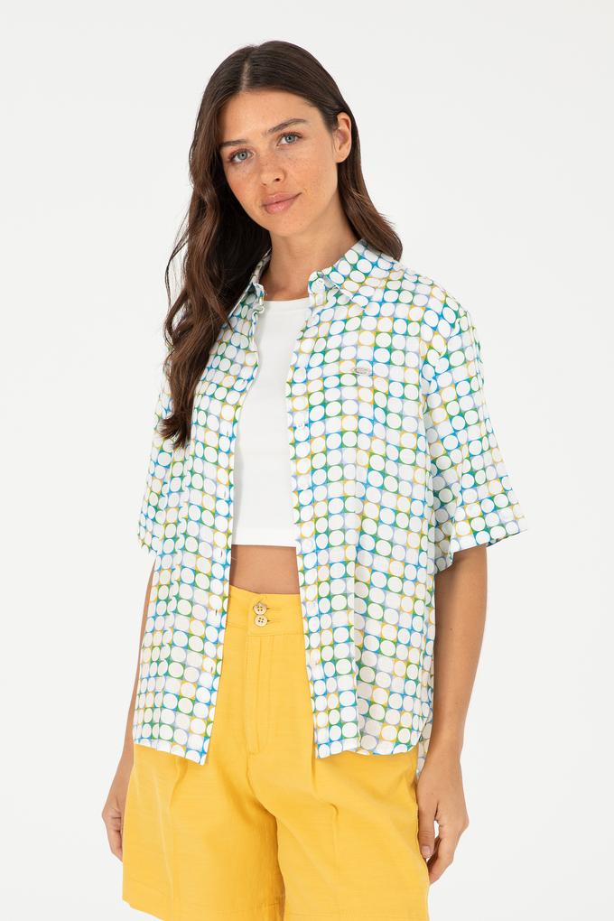 Kadın Saks Kısa Kollu Gömlek