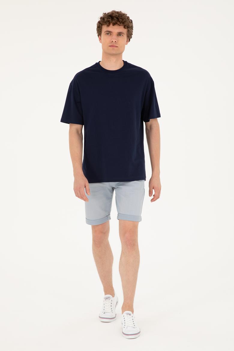 Erkek Comfort Fit Bisiklet Yaka Lacivert Tişört - 50294216016