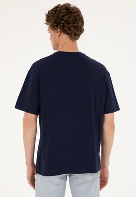 Erkek Comfort Fit Bisiklet Yaka Lacivert Tişört - 50294216016