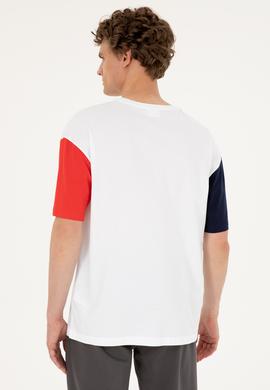 Erkek Comfort Fit Bisiklet Yaka Beyaz Tişört - 50287041046