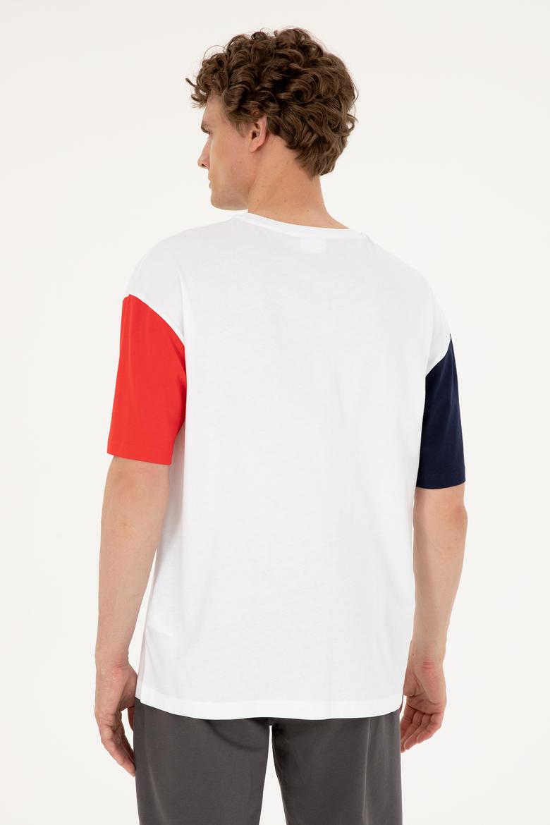 Erkek Comfort Fit Bisiklet Yaka Beyaz Tişört - 50287041046