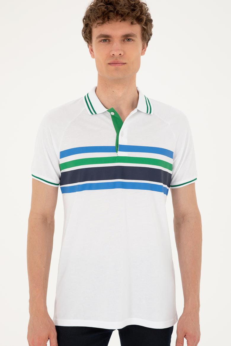 Erkek Regular Fit Polo Yaka Beyaz Tişört - 50287106008