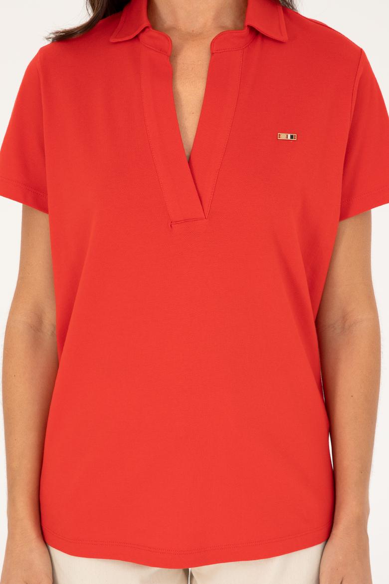 Kadın Kırmızı Basic Tişört - 50285853055