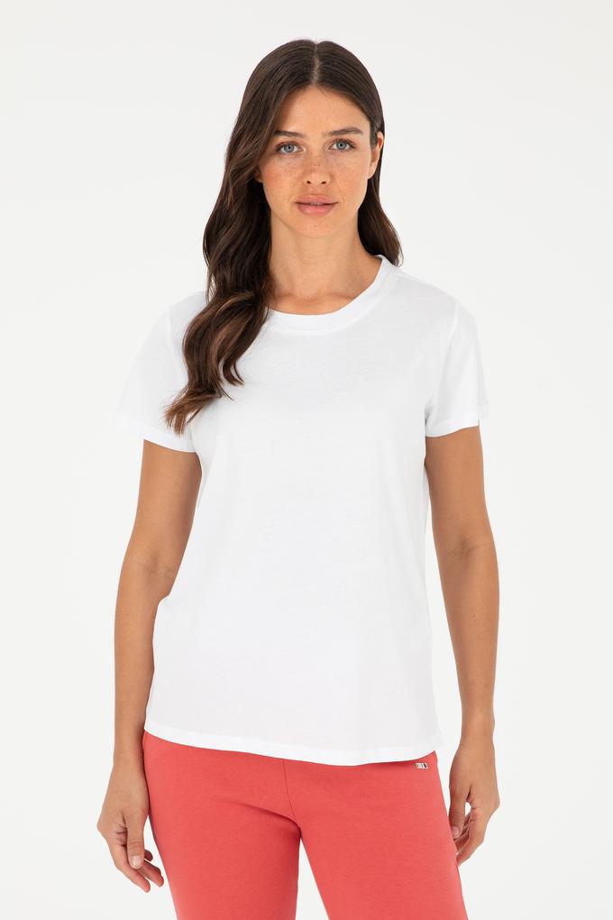 Kadın Beyaz Bisiklet Yaka Basic Tişört