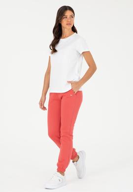 Kadın Beyaz Bisiklet Yaka Basic Tişört - 50296152028