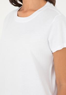 Kadın Beyaz Bisiklet Yaka Basic Tişört - 50296152028