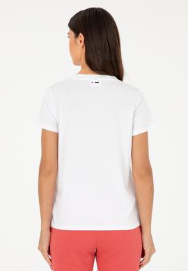 Kadın Beyaz Bisiklet Yaka Basic Tişört - 50296152028