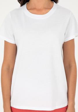 Kadın Beyaz Bisiklet Yaka Basic Tişört - 50296152028