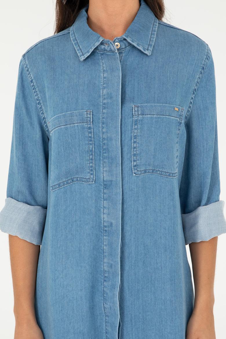 Kadın Açık Mavi Jean Elbise - 50288955003
