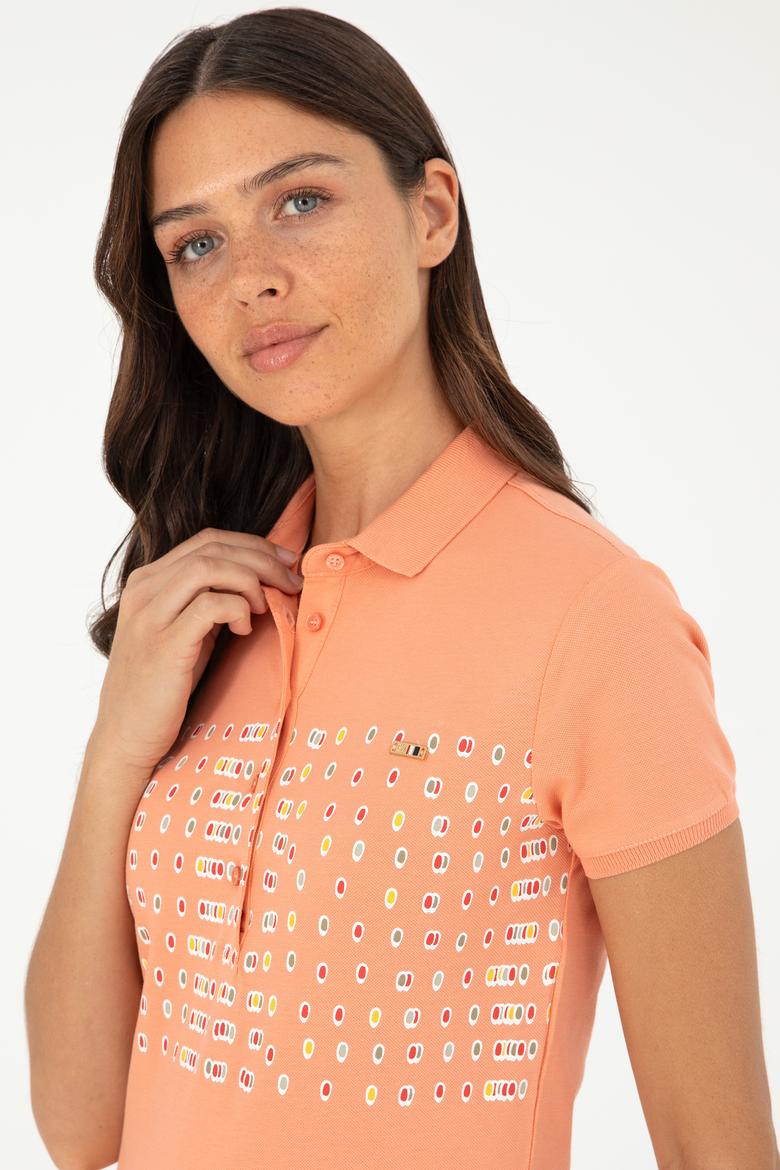 Kadın Somon Polo Yaka Tişört - 50282885008