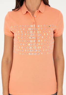 Kadın Somon Polo Yaka Tişört - 50282885008