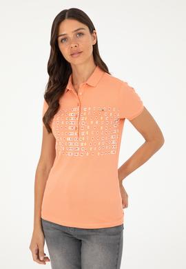 Kadın Somon Polo Yaka Tişört - 50282885008
