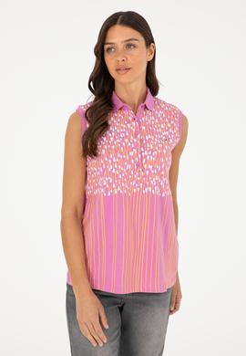 Kadın Pembe Kolsuz Polo Yaka Tişört - 50282905022