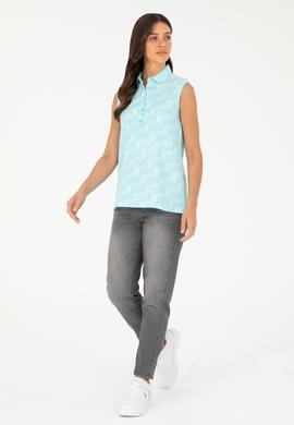 Kadın Mint Kolsuz Polo Yaka Tişört - 50282902016