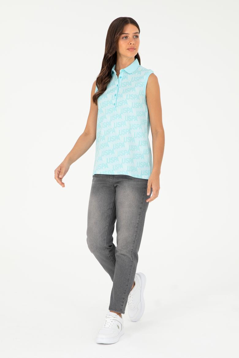 Kadın Mint Kolsuz Polo Yaka Tişört - 50282902016