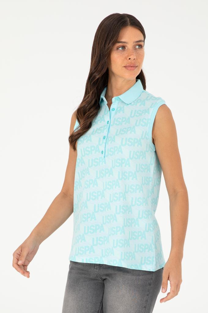 Kadın Mint Kolsuz Polo Yaka Tişört