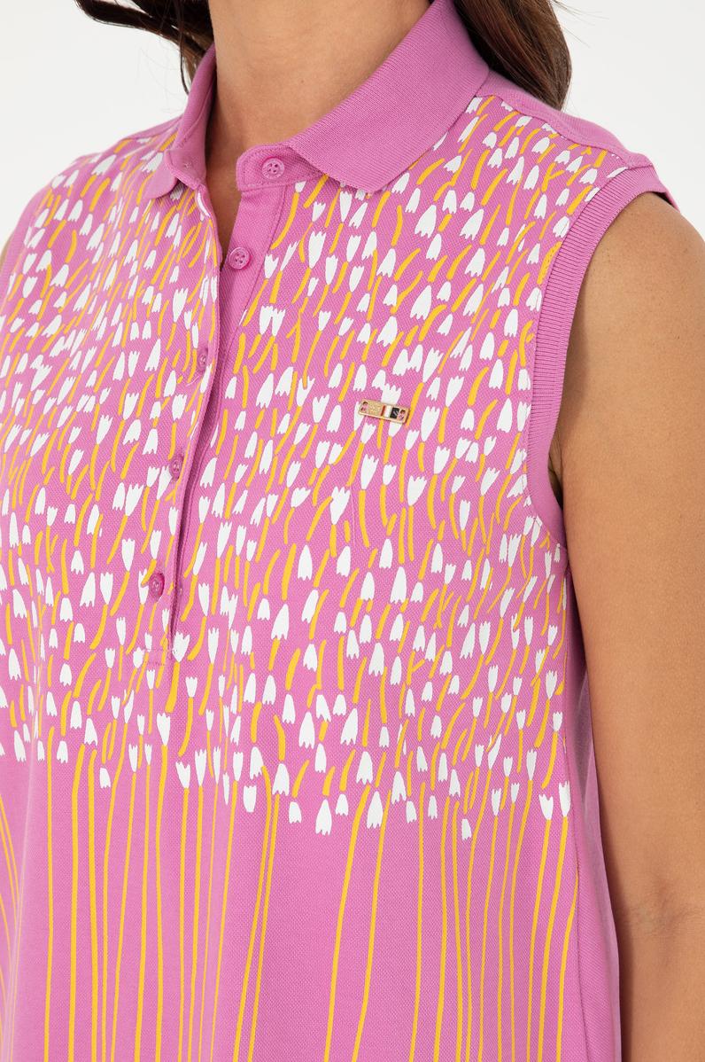 Kadın Pembe Kolsuz Polo Yaka Tişört