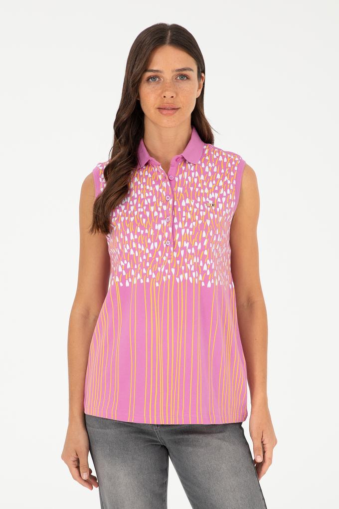 Kadın Pembe Kolsuz Polo Yaka Tişört