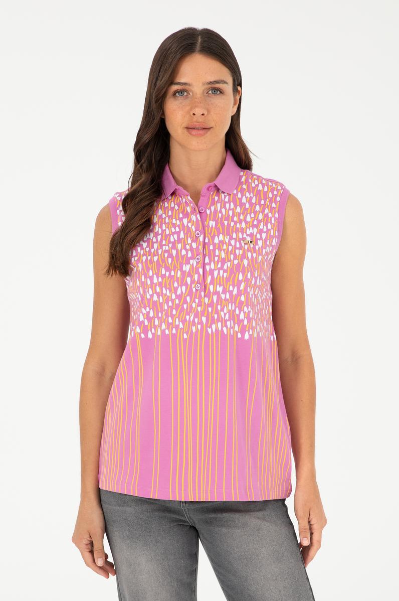 Kadın Pembe Kolsuz Polo Yaka Tişört