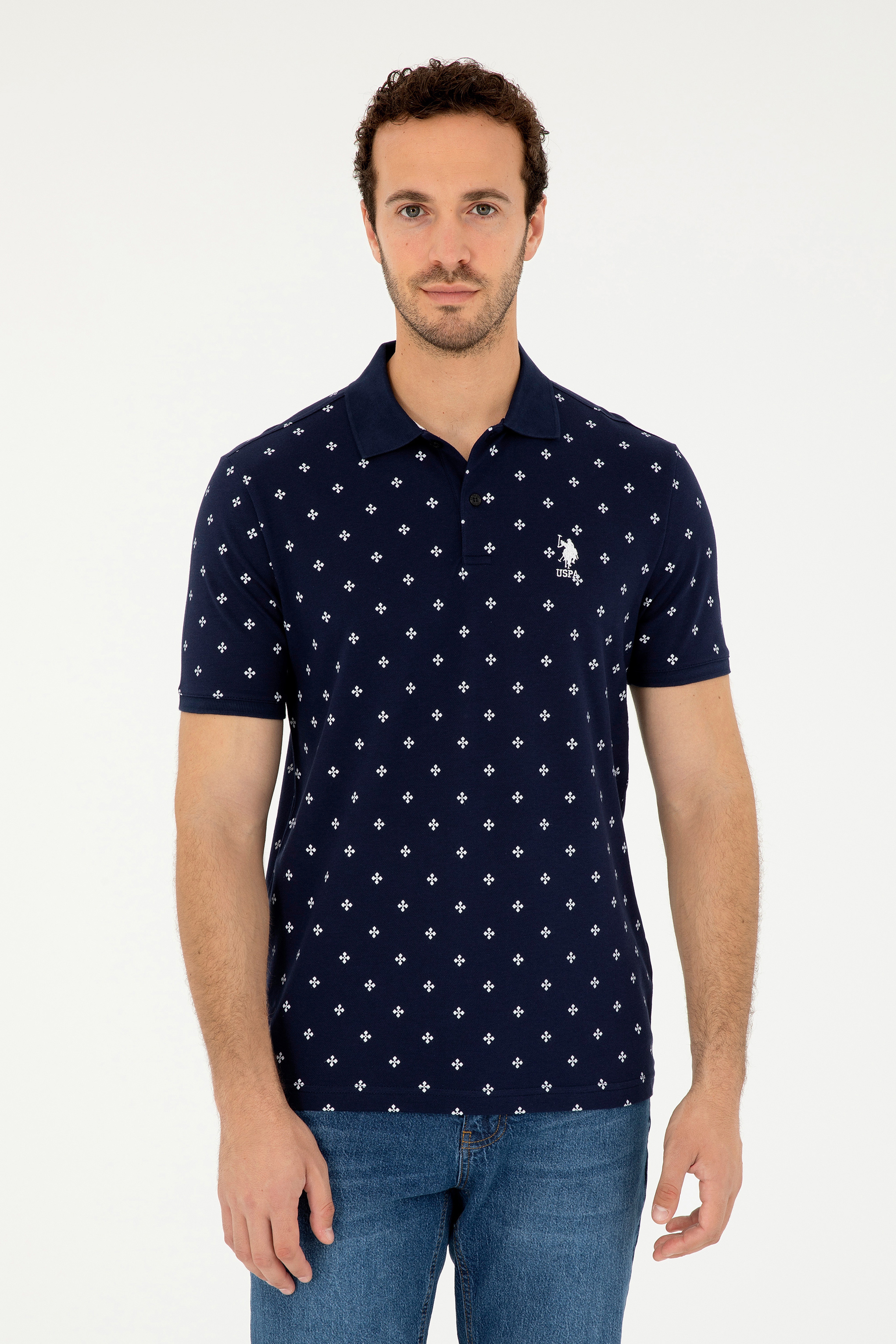Erkek Regular Fit Polo Yaka Lacivert Tişört - Image 1