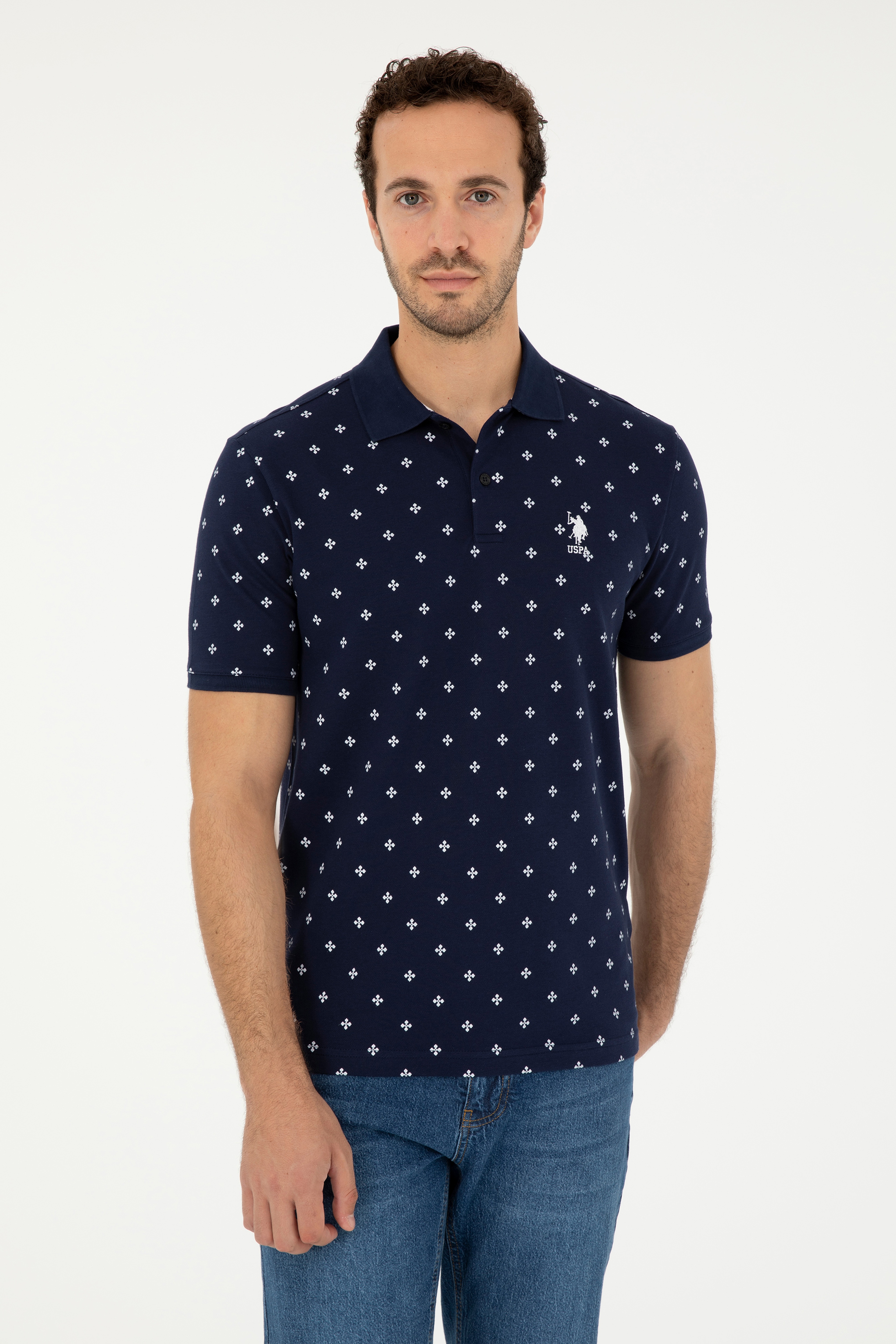 Erkek Regular Fit Polo Yaka Lacivert Tişört - Image 3