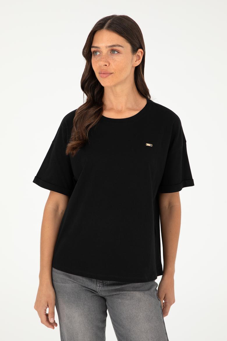 Kadın Siyah Tişört - 50294749008