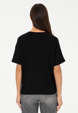Kadın Siyah Tişört - 50294749008