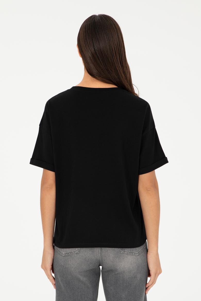 Kadın Siyah Tişört - 50294749008