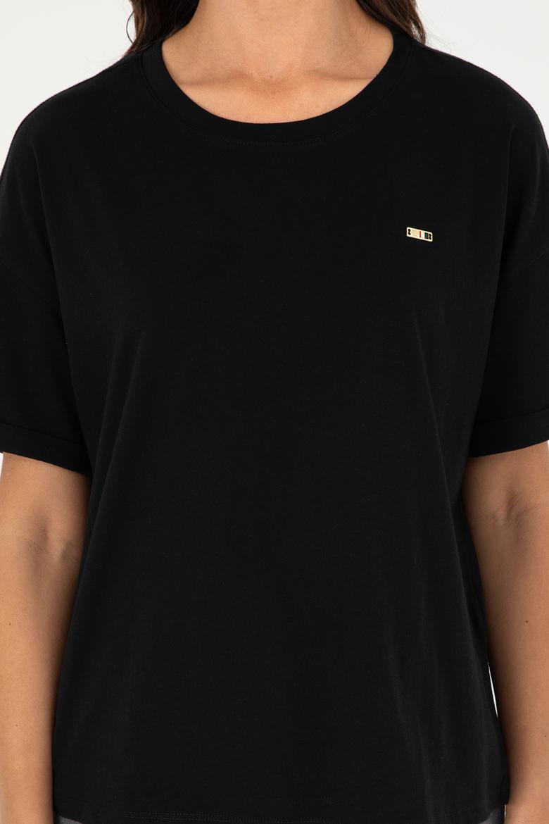 Kadın Siyah Tişört - 50294749008