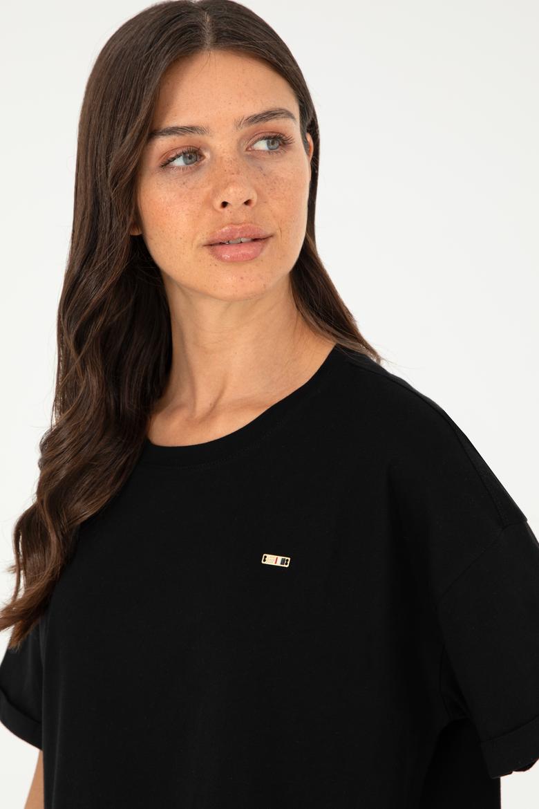 Kadın Siyah Tişört - 50294749008