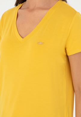 Kadın Safran V Yaka Basic Tişört - 50280019053