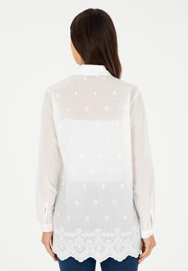 Kadın Beyaz Uzun Kollu Gömlek - 50283612006