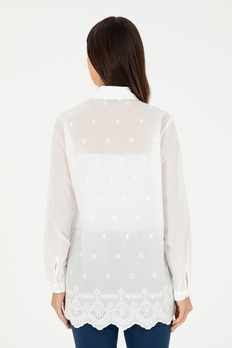 Kadın Beyaz Uzun Kollu Gömlek - 50283612006