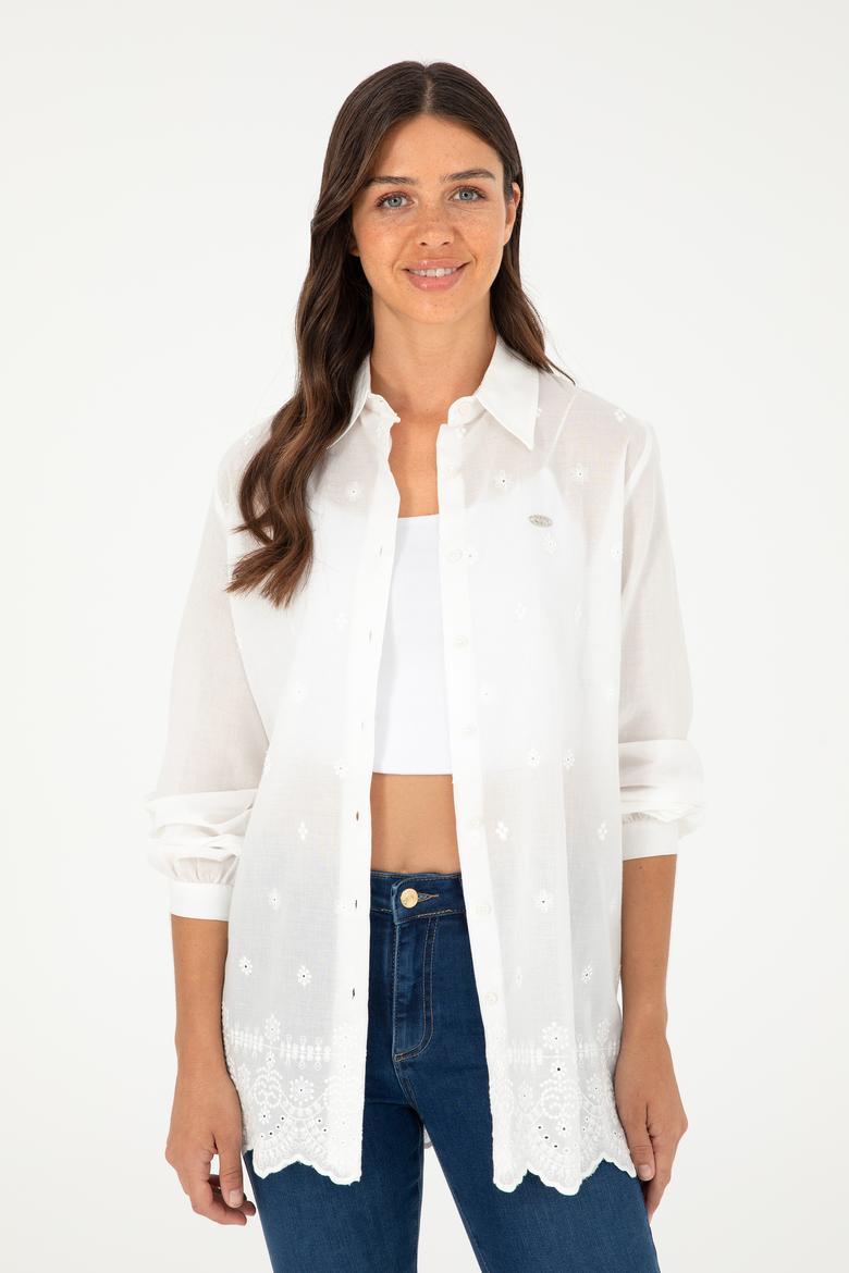 Kadın Beyaz Uzun Kollu Gömlek - 50283612006