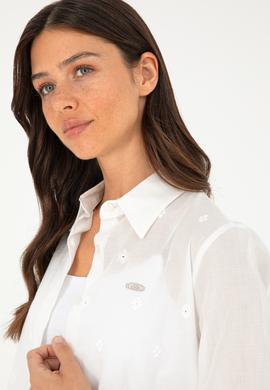 Kadın Beyaz Uzun Kollu Gömlek - 50283612006