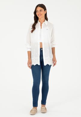 Kadın Beyaz Uzun Kollu Gömlek - 50283612006