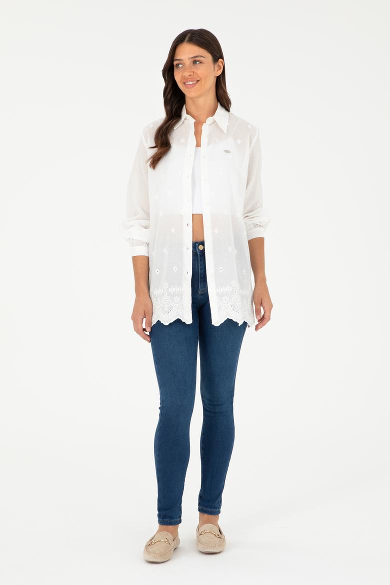 Kadın Beyaz Uzun Kollu Gömlek - 50283612006